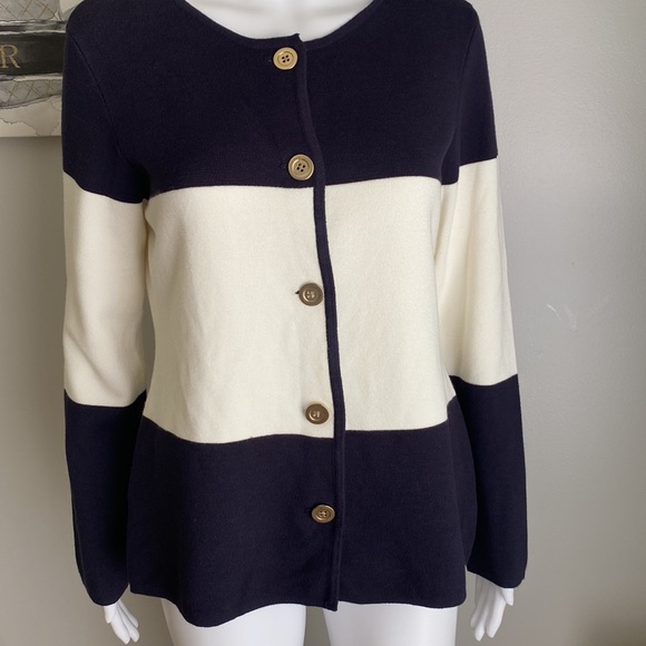 Charter Club Blue & Beige Cardigan Size M - Picture 3 of 5